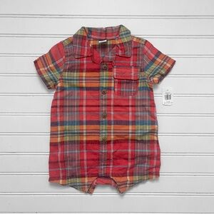 NWT Boys Preppy Colorful Collared Plaid Spring Summer Romper